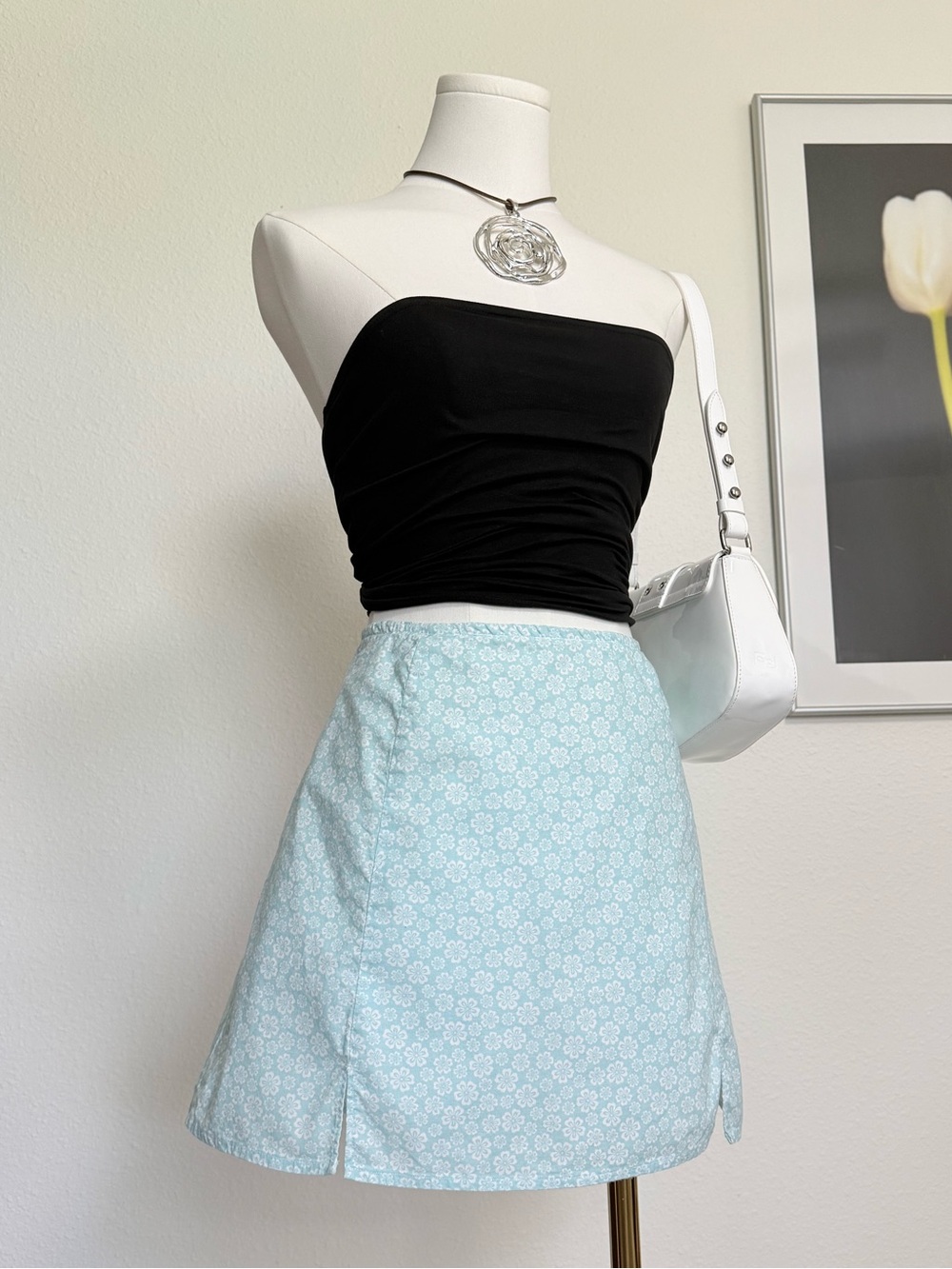 Vintage C&C California Hibiscus Print Mini Skirt